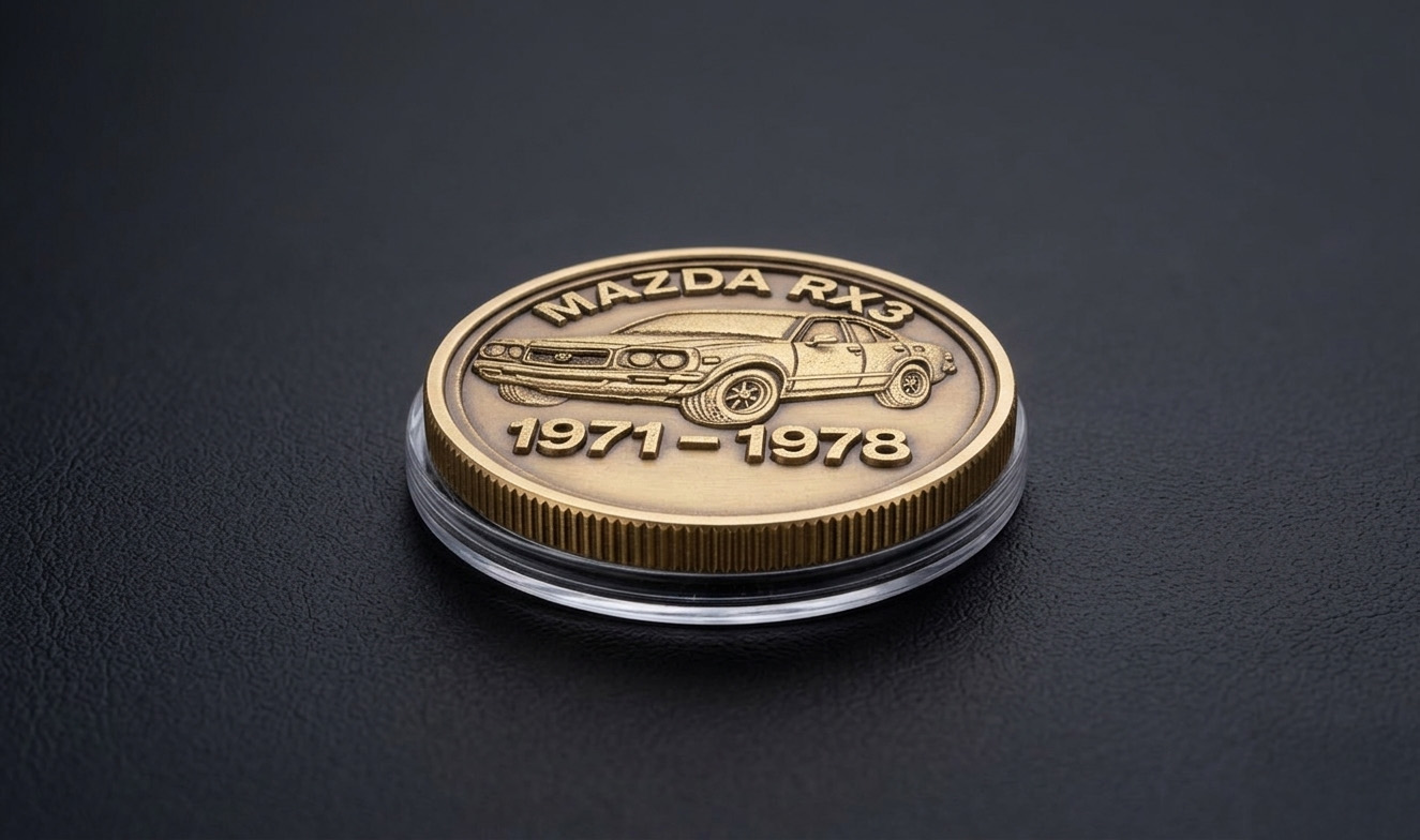 Mazda RX3 Brass Coin — Side